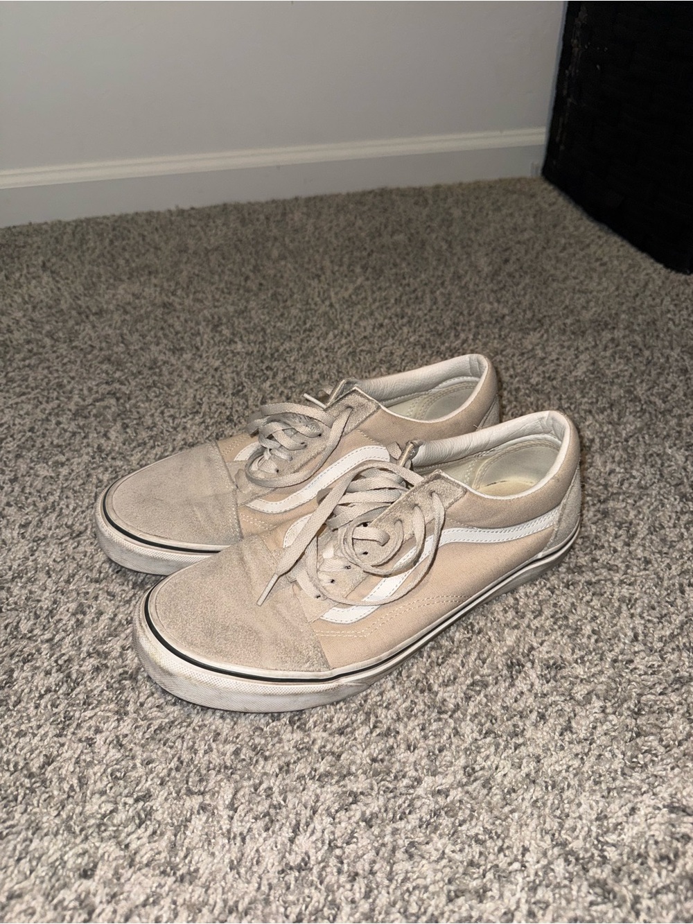 Vans Beige and White Low-Top Sneakers